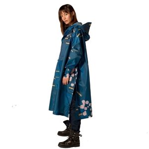 Rainkiss Japanese Blossom Regenponcho Poncho Damen Japanese Blossom blau weiss gelb ONESIZE Rainkiss Japanese Blossom Regenponcho Poncho Damen Japanese Blossom blau weiss gelb ONESIZE