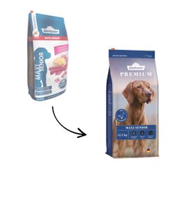 Dehner Premium Hundefutter Maxi Senior, Trockenfutter getreidefrei, für ältere Hunde großer Rassen, Ente / Lamm / Kartoffel, 12.5 kg