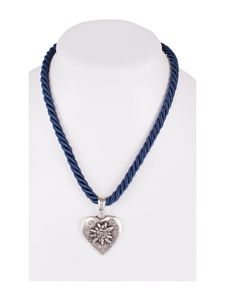 Halskette K100 Kordel Herz mit Edelweiss marine