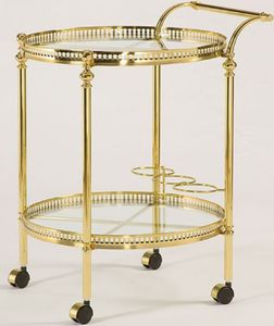 Casa Padrino Luxus Jugendstil Servierwagen Gold 40 x 40 x H. 57 cm - Edler Messing Trolley mit Glasplatten - Barock & Jugendstil Gastronomie Accessoires