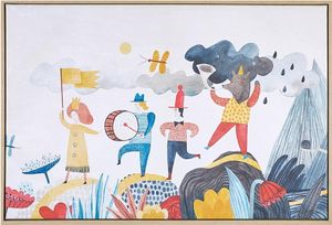 BELIANI Leinwandbild Mehrfarbig Stoff Canvas MDF-Platte 93x63 cm Rechteckig mit Schattenfugenrahmen Tiermotiv Festzugsmotiv Modern Schlafzimmer Kinder