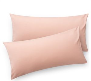 Blumtal Kissenbezug 40 x 80 cm (2er Set Kissenbezüge) - Rosa - 100% Baumwoll-Jersey mit Reißverschluss