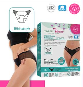 Majtki menstruacyjne ELEGANT niski stan rozmiar XL 100% bawełna organiczna MASMI