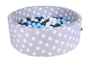 Knorrtoys Bällebad soft - "Grey white stars" - 300 balls creme/grey/lightblue