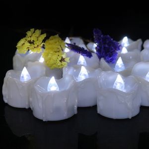 12xLED-Wachskerze LED-Stabkerze flackernd LED-Kerze LED Stumpenkerze, Weiß