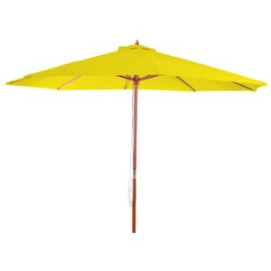 Sonnenschirm Lissabon, Gartenschirm Marktschirm, Ø 3,5m Polyester/Holz 7kg  gelb