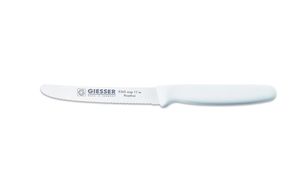 Giesser Messer Brötchenmesser Tomatenmesser Küchenmesser 3mm Wellenschliff Klinge 11cm - weiß