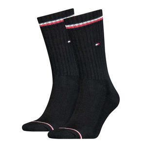 Tommy Hilfiger dlouhé sportovní ponožky 2 páry 1096, barva: černá, velikost: 39/42