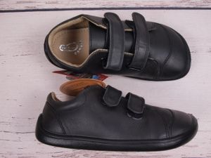 Kožená obuv bar3foot 3BE39/LT99 black, hydrofobizovaná, zapínanie na suchý zips, barefoot