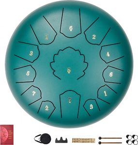 Oceľový bubon s jazýčkom Zvonkohra C dur - 305 mm - 13 nôt - Zelený bubon - Kvalitný hudobný nástroj pre deti a dospelých Oceľový bubon s jazýčkom Zvonkohra C dur - 305 mm - 13 nôt - Zelený bubon - Kvalitný hudobný nástroj pre deti a dospelých