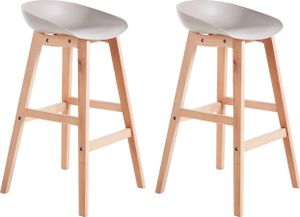 BELIANI Barstuhl 2er Set Taupe Kunststoff-Sitzschale mit Hellen Holzbeinen Fußstütze Sitzhöhe 72 cm ohne Lehne Modernes Design Barhocker Tresenhocker