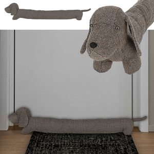 Zugluftstopper Hund braun 85x20x10cm Polyester Luftzugstopper Türstopper Zugluftrolle Windstopper