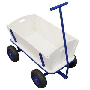 SUNNY Billy Beach Wagon Bollerwagen in Blau | Kinder Handwagen aus Holz mit Luftreifen | Belastbar bis 100  kg