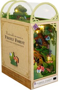 （Glowworm Forest）DIY Book Nook Kit - DIY domečky pro panenky miniaturní stavebnice s nábytkem a LED světlem, 3D puzzle dřevěné knihovničky, stavebnice pro dospělé na stavbu