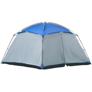 Outsunny Camping Tent 8 Person Tent Family Tent 2 Windows Dome Tent PU3000mm for Trekking Festival Fibreglass Blue 360 x 360 x 200 cm