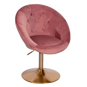 WOHNLING Loungesessel Samt Rosa / Gold Design Drehstuhl | Clubsessel Polsterstuhl mit Rückenlehne | Drehsessel Cocktailsessel Lounge | Sessel mit Stoffbezug