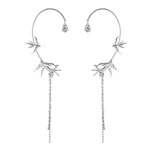 1 Paar Damen-Ohrringe, fliegende Schwalbenform, Quasten, Schmuck, modisches Aussehen, Galvanik-Clip-Ohrringe für den täglichen Gebrauch-Silber