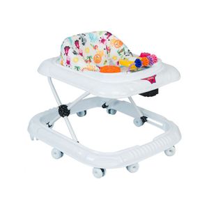 Baby Walker Lauflernhilfe Lauflernwagen Kindersitz mit Spielzeug Höhenverstellbar Gehwagen Gehfrei Weiß