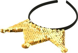 Oblique Unique Haarreifen mit Krone Glitzer Pailletten Fasching Karneval Party gold