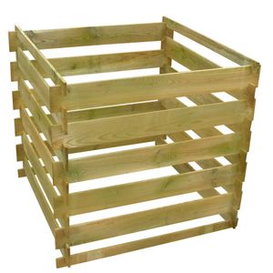 TOP Seller® Eleganter Kompostbehälter aus Latten 0,54 m³ Quadratisch Holz BEST Produkt Design Deutschland,Einfach zu montieren,90 x 90 x 85 cm
