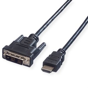 VALUE Kabel DVI (18+1) ST - HDMI ST, schwarz, 3 m