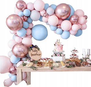 Korbi | Ballongirlande - Baby Shower - Rosa-Blau - 89 Teile - Festliche Dekoration - Konfetti Ballons