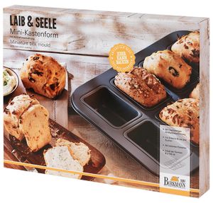 IRKMANN Mini-Kastenform für 8 kleine Brote & Kuchen, L 35 x B 27 x H 4 cm, Mit Antihaftbeschichtung