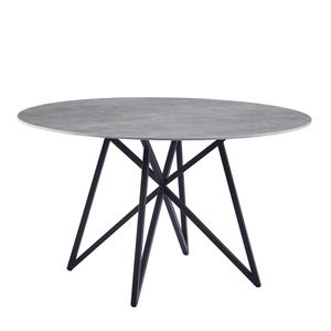 CasaDolce CLAUDIA jedálenský stôl, sivý, 120x120x76 cm, okrúhla doska, spekaný kameň, mramorový vzor, kovové nohy