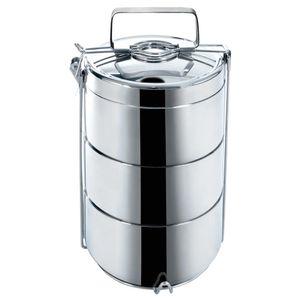 ORION Tragbare Lebensmittelbehälter aus Stahl Thermobehälter Kochgeschirr 3-stöckig 3x0,9l