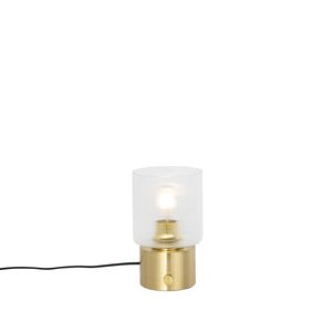 QAZQA - Art Deco Art-Deco-Tischlampe Gold I Messing mit Glas - Laura I Wohnzimmer I Schlafzimmer - Rund - LED geeignet E27