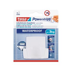 Tesa Powerstrips Waterproof Selbstklebender Hacken für Bad und Dusche