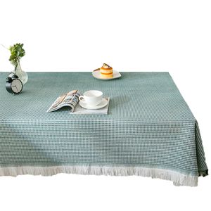 Staubdichte Outdoor-Tischdecken mit Fransen, knitterfreie Baumwoll-Leinen-Tischdecken für Partys, Buffets