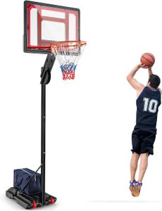 COSTWAY Basketballständer 228-265 cm höhenverstellbar, Basketballkorb mit Ständer & 2 Rädern, Korbanlage für Kinder, Erwachsene, mobiles Basketballanlage Indoor Outdoor
