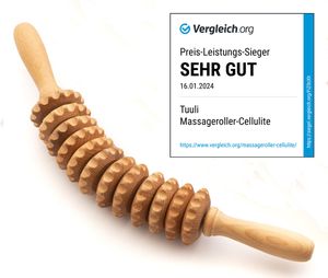 tuuli Anti Cellulite Roller mit Griff Massagegerät aus Holz Massageroller für Maderotherapie 40 cm