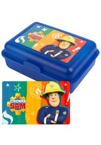 Feuerwehrmann Sam Brotdose - Lunchbox Butterbrotdose mit Trennwand Blau