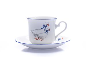 Šálka s podšálkou, český porcelán, 200 ml, hus, Leander