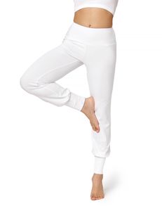 Yoga Hose Damen Trainingshose BLV50-278, Farbe:Weiß, Größe:L