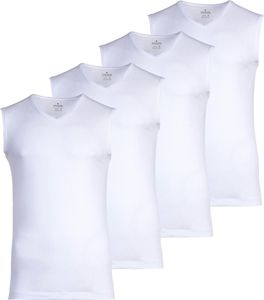 RAGMAN Pánské vesty, 4-pack - Košile, bavlna, výstřih do V, hladká bílá L