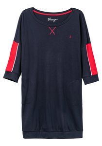 sheego Damen Große Größen Relax-Shirtkleid mit Taschen und Kontraststreifen Sweatkleid Freizeitmode sportlich Rundhals-Ausschnitt - unifarben