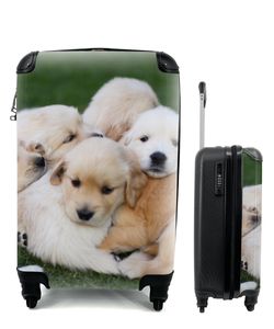 Kufr Příruční zavazadlo na kolečkách Malý cestovní kufr na 4 kolečkách Zvířata - Štěňata - Psi - Velikost kabiny < 55x40x23 cm a 55x40x20 cm -