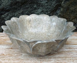 Massives Marmor Aufsatz-Waschbecken, Waschschale in Lotusform, Naturstein Handwaschbecken - Ø 40 cm Modell 12, Creme-weiß, Waschtische & Waschbecken