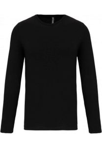 Kariban Herren Langarmshirt Longsleeve T-Shirt Sweatshirt Rundhals, Größe:S, Farbe:Schwarz