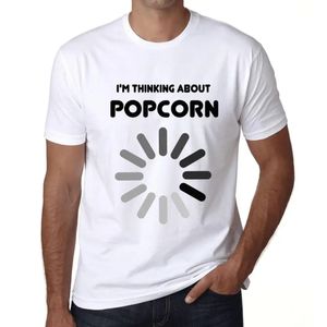 Herren Grafik T-Shirt Ich denke an Popcorn – I'm Thinking About Popcorn – Öko-Verantwortlich Vintage Jahrgang Kurzarm Lustige Druck Geburtstag