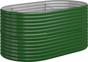 vidaXL Hochbeet Pulverbeschichteter Stahl 152x80x68 cm Grün