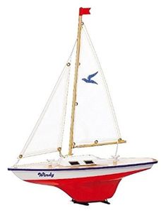 Modell Segelboot Windy 35 x 42 cm weiß / rot