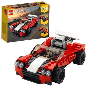LEGO 31100 Creator Sada na hraní sportovních aut 3 v 1 s autíčkem, letadlem a hot rodem, hračka ze stavebnice, pro chlapce a dívky od 6 let