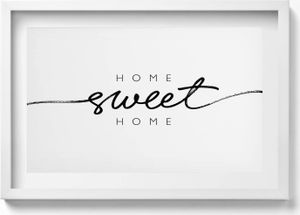 Dekoratives Schild für die Wohnung „Home, sweet home“– Wandbild mit Rahmen – Gerahmtes Bild  – Wanddekoration – 60x40 cm –  Schwarz Rahmen