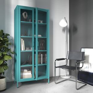 Vitrinenschrank Wohnzimmerschrank mit 4 Fachböden Vitrine Glitzernd Metall Meeresgrün Vitrinenschrank Wohnzimmerschrank mit 4 Fachböden Vitrine Glitzernd Metall Meeresgrün