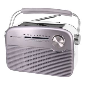 Přenosné rádio Soundmaster TR480 se solární a lithiovou baterií, retro nostalgie, konektor pro sluchátka, barva:stříbrná