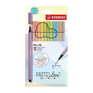 STABILO perá s vláknovým hrotom Pen 68 PASTELlove 12-kusová kartónová krabička